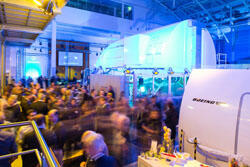 Blick auf den Airbus A340 Kabinen-Simulator